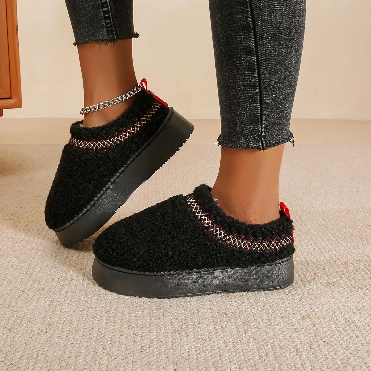 

Женские полутапочки с толстым носком, на осень и зиму, с мехом, с подкладкой из овечьей шерсти, теплые, без застежек, из хлопка 41 чёрный