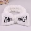 Tenfyer Cute Women Letter Bowknot Plush Headband Face Washing Hair Band Elastic Headwear