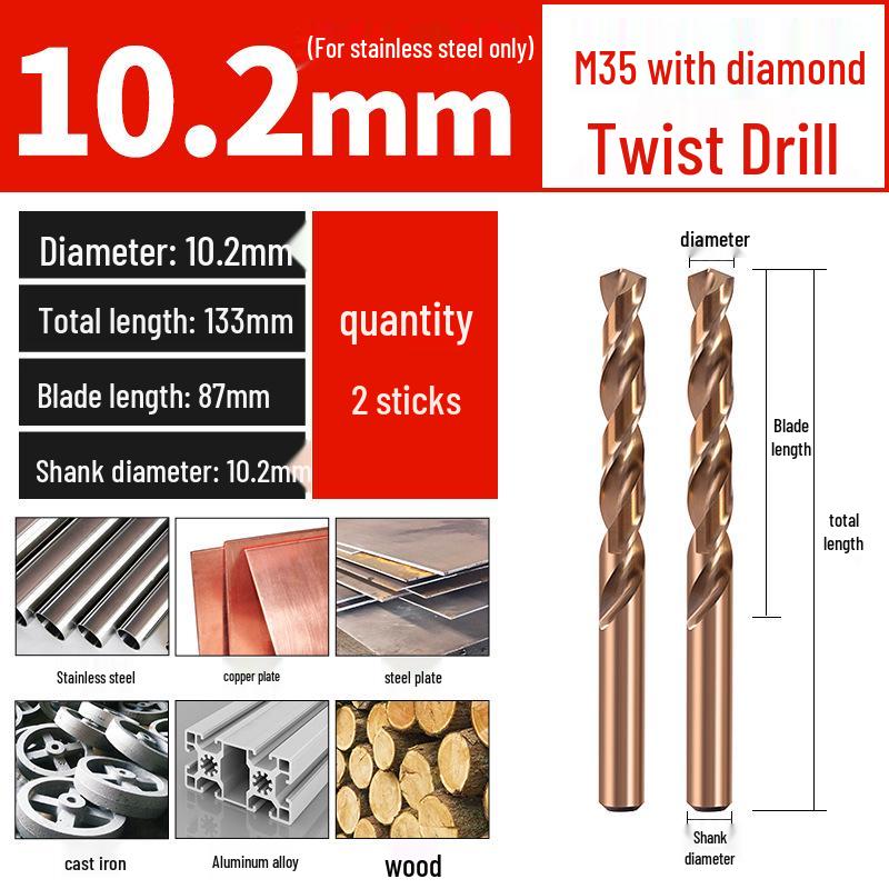 Set di punte da trapano HSS M35 al Cobalto per Legno, Metallo, Acciaio Inossidabile - Alta Durezza