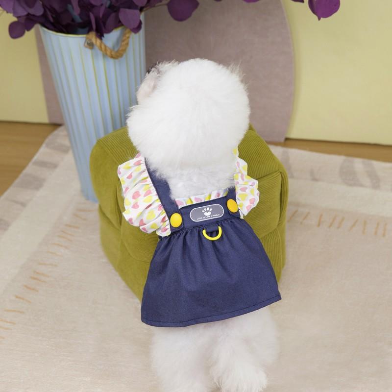 Pet Dog Cat Dress Lightweight Ruffled Denim Skirt Princess Style Small Medium Large Dogs