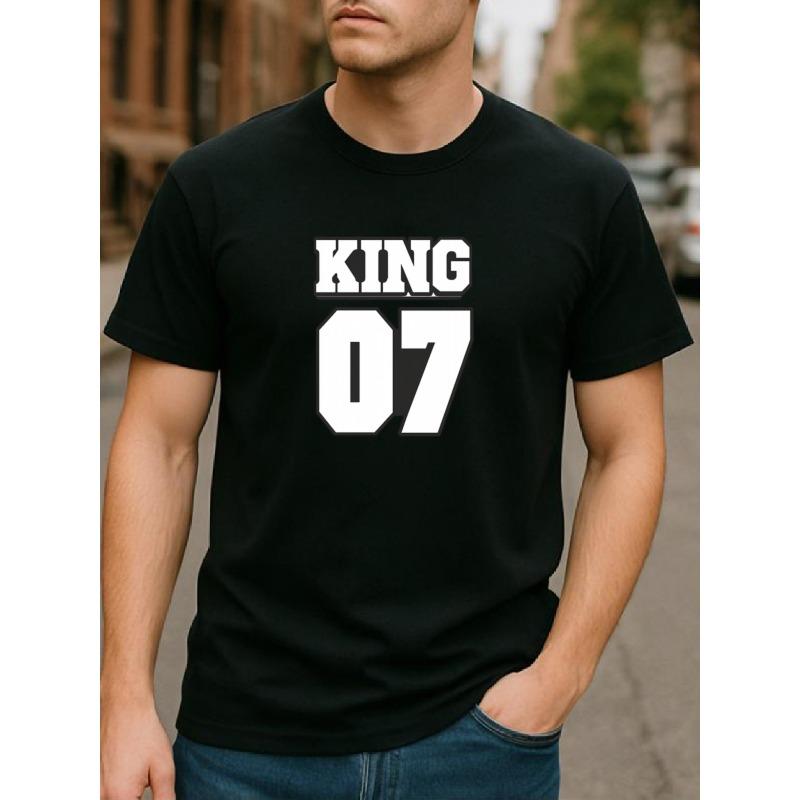 

European Size ,White Alphanumeric Print | Easy and Fashionable Men S Crew Neck T-Shirt, Casual Style, Medium Stretch Fabric, Spring New Arrival 4XL чорний