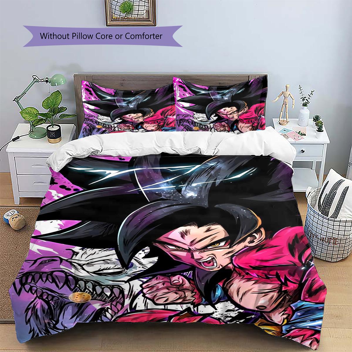 

Goku Patterned Pillowcase & Duvet Cover Set Anime Scene Pattern Bedding for Bedroom Interior Gift for Lovers.-TING 135x200cm