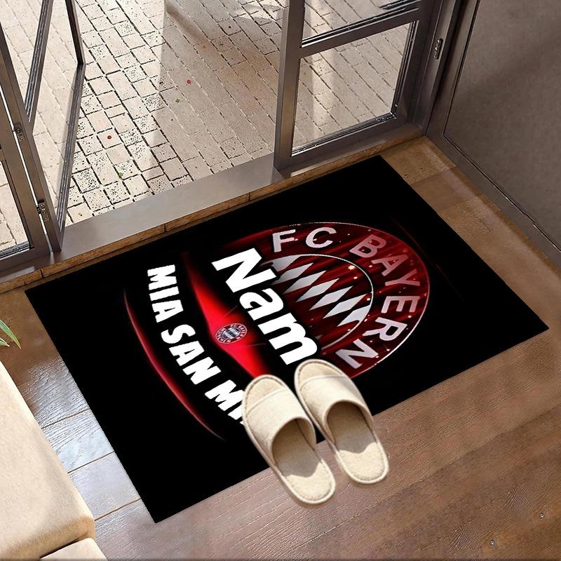 Custom Name Personalized FC Bayern Print Carpet, Versatile Home Decor Rug, for Playroom, Apartment, Balcony, Entryway, Hallway Gift