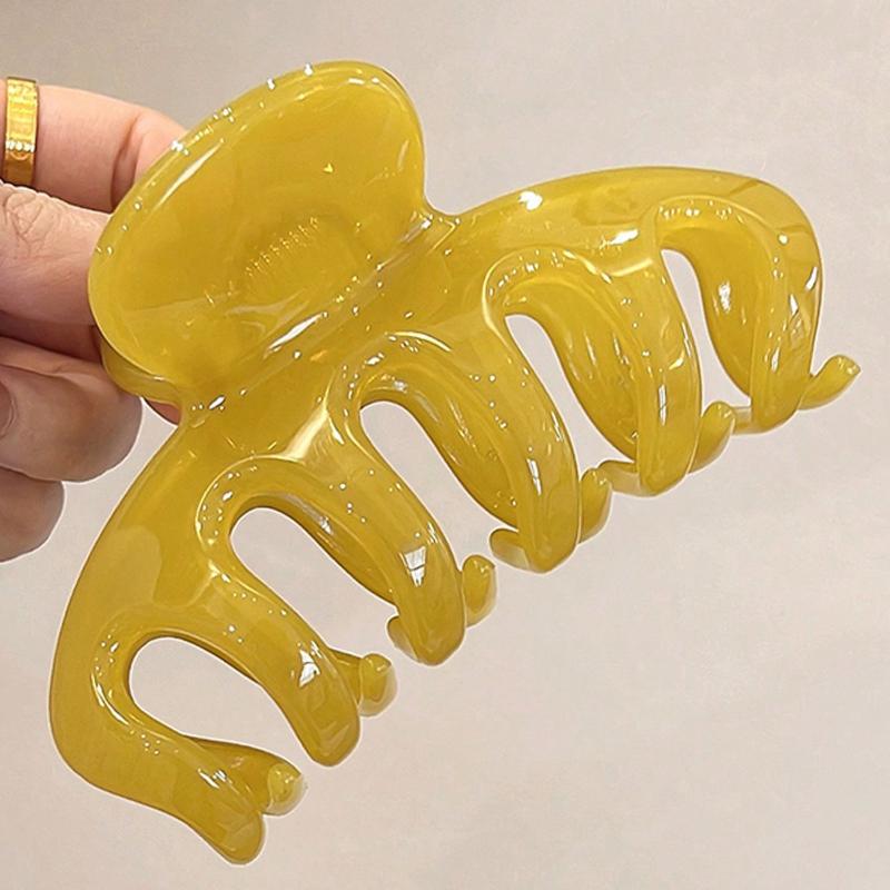 

2pcs Women s Jelly Color Blue/Yellow Big Size 4.33in Plastic Alligator Hair Clips, Fashionable, Elegant, Minimalist Simple Design one-size жовтий