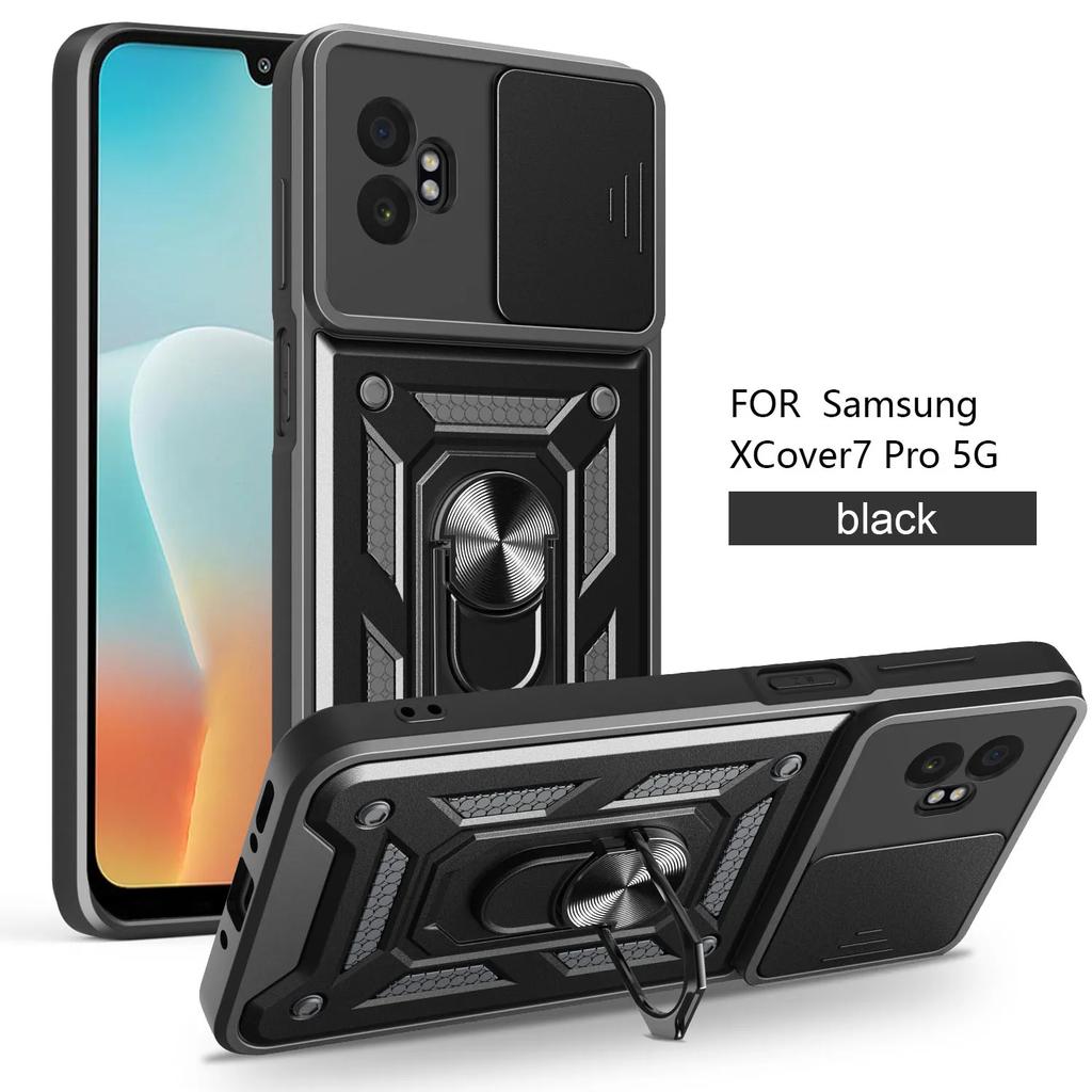 Shockproof Armor Hard Case for Samsung X Cover 7 Pro Xcover7 Slide Camera Kickstand Ring Holder Plastic Case for Galaxy A07 4G