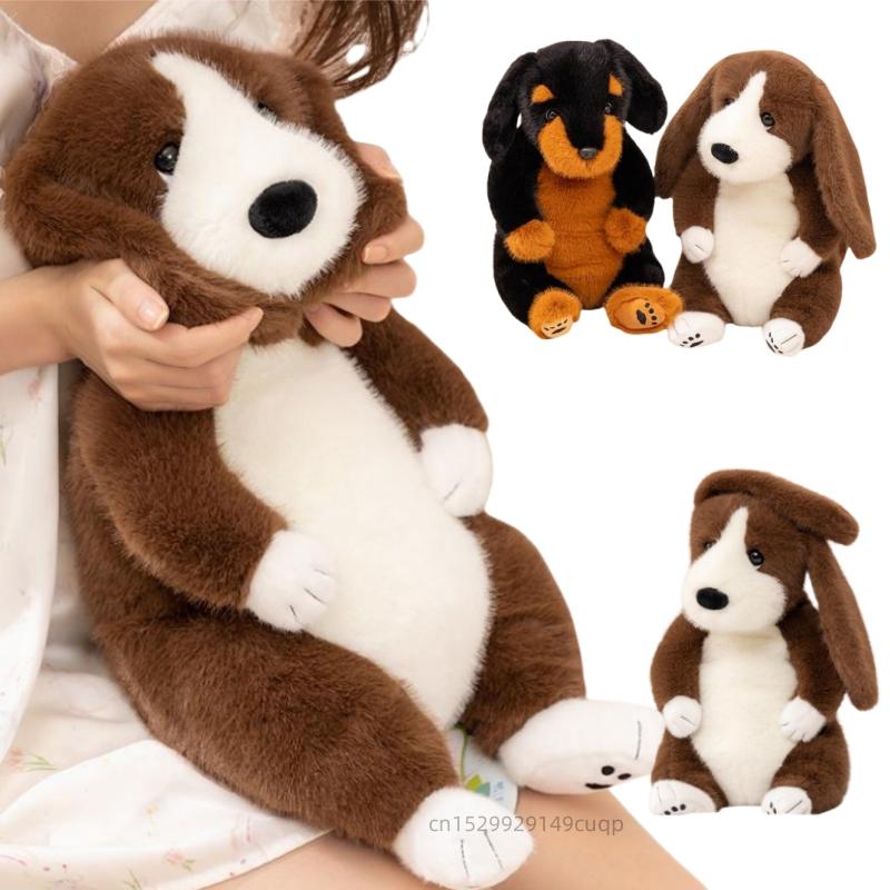 45Cm Cartoon High Quality Sitting Dachshand Dog Plush Doll Pillow Soft Big Ears Dog Animal Stuffed Toy Home Decor Gift For Kids