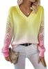 V-Neck Eyelet Print Sweater - Style HS-LY52