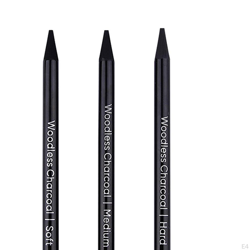 3 kusy Uhlové tužky Potřeby pro umělecké malby 4 mm Jasná pera na skicování Zvýraznění skici