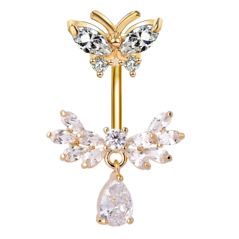 Navel Ring Piercing Heart Angel Wings Pendant Belly Button Rings For Women Body Decoration Jewelry