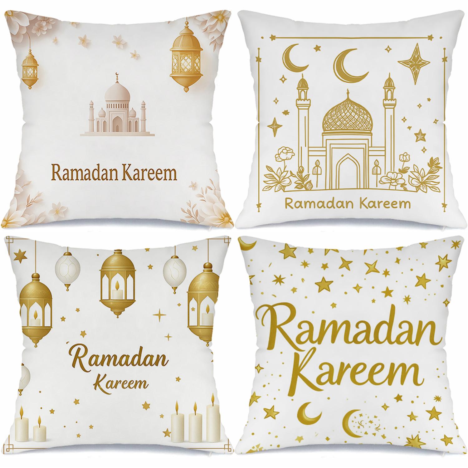 4 шт Наволочки на подушки в тематике Рамадан Карим с фонариками и полумесяцем Чехол на диванную подушку Исламский Мусульманский Домашний Декор 15990₽