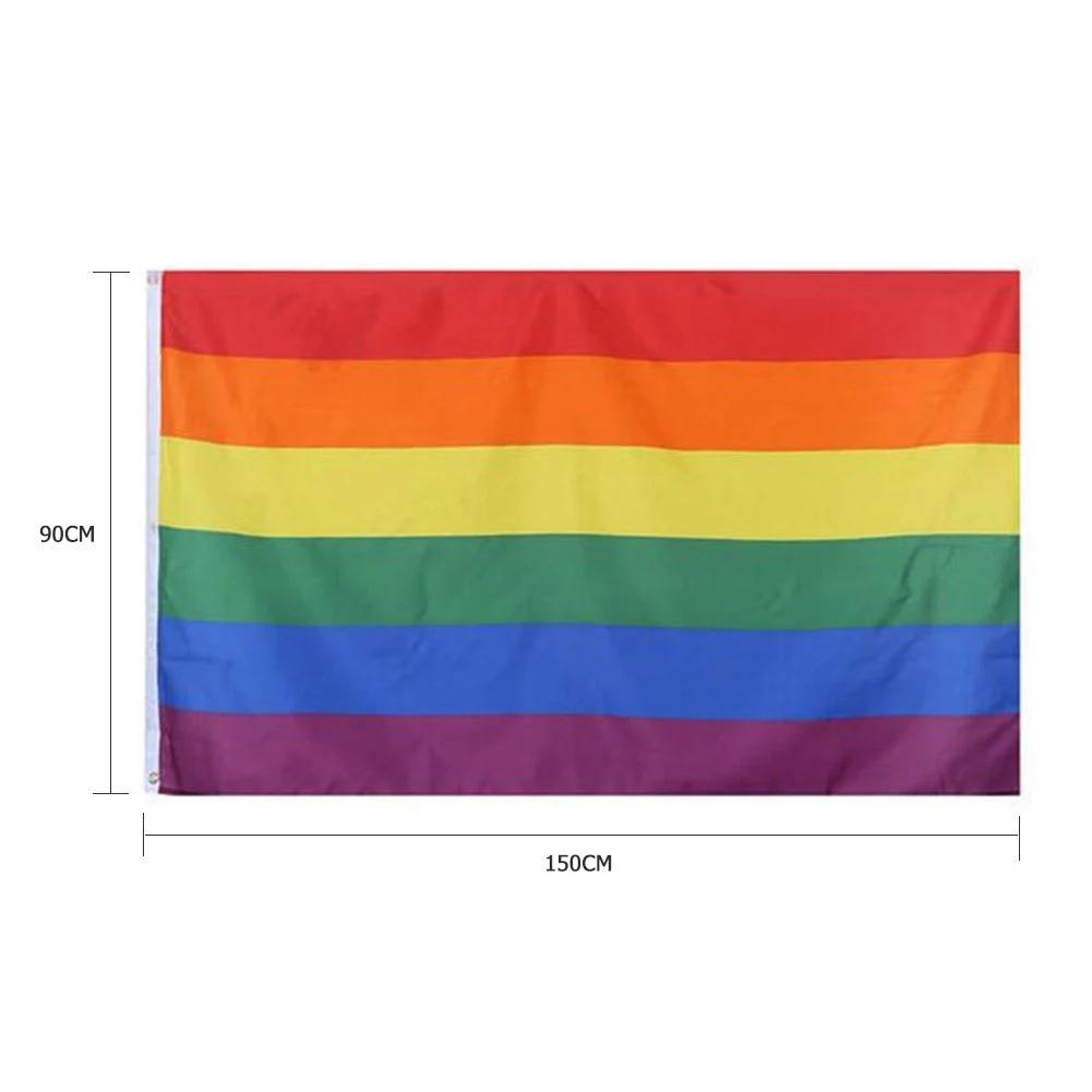 90X150cm LGBT Pride Rainbow Flags Banners Vivid Color Rainbow LGBT Decorative Garden Flag Double Stitched for Home/Outdoor Decor