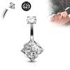 G23 Titanium PIERC Internal Thread Navel Piercing Dangle Body Sexy Belly Button Rings Zircon Square Heart Prong Set Navel Rings