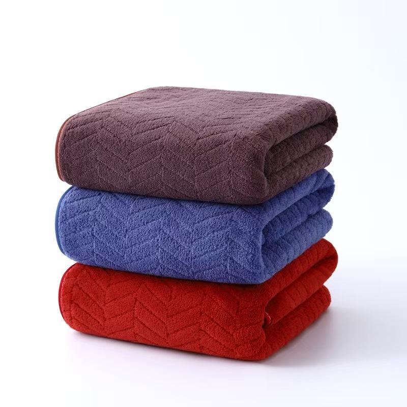 Temu Coral Fleece Bath Towel Set - Wheat Ear Style, Large Towels