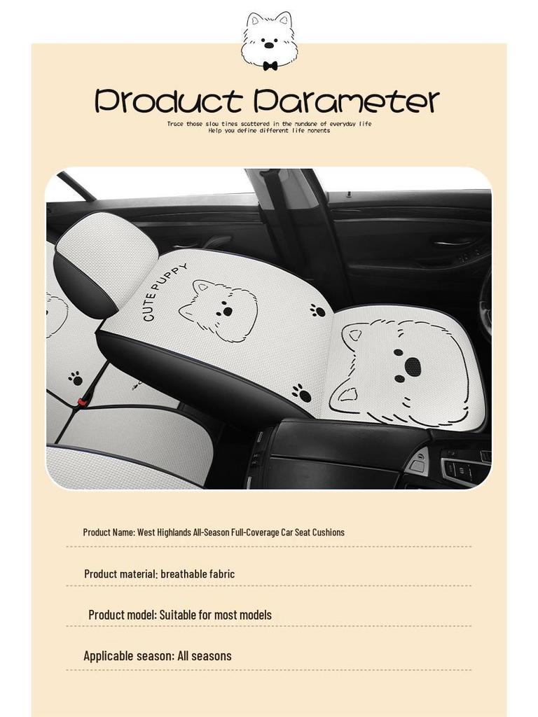 Cartoon West Highland Car Seat Cushion for BYD Seal 06 Yuan PLUS/Pro - Universal and Breathable, All-Season.