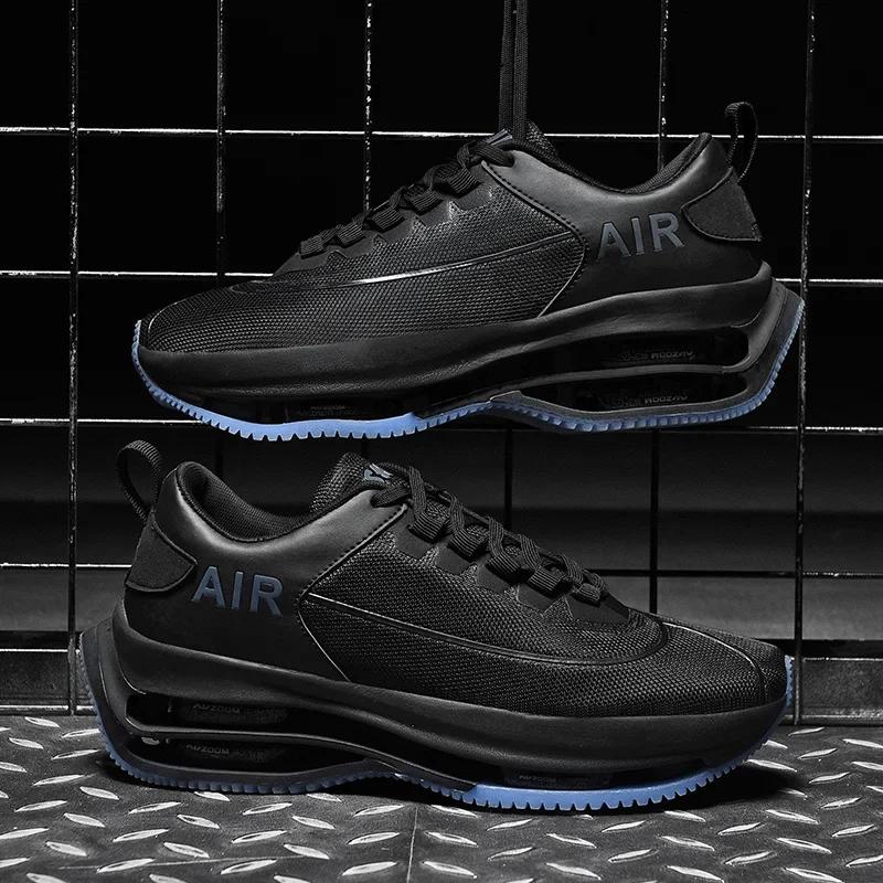 

Дышащие мужские кроссовки для бега с высокой эластичностью, амортизирующие, кроссовки для занятий спортом на открытом воздухе, кроссовки на толстой платформе для бега 46 чёрный