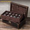 Handmade Retro Crazy Horse Leather Watch Display & Collection Box - Ten-Slot Drop-Proof Design