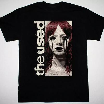 VTG The Used Band Artwork Black T-shirt Short Sleeve   American Fashion Hip Hop Rock Short Sleeve Men's and Women's Street