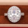925 Sterling Silver Oval White Red Green Stone Cubic Zirconia Wedding Rings for Women Promise Engagement Jewelry Gifts