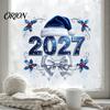 Customizable Window Murals 2027 New Year Christmas Static Cling, Glue?Free Snowflake Glass Winter Theme Party Decor Sticker, Reusable Holiday