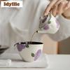 100ml Powder Yin Hand-painted Camellia Teapot Ancient Tea Infuser Pot Tea Making Kettle With Filter Tea Ceremony Collection Gift
