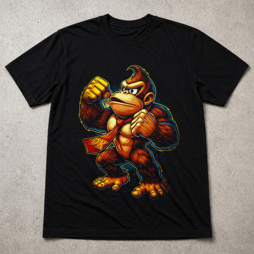 Donkey Kong DK T Shirt Retro Gaming Tee Adults Kids Black