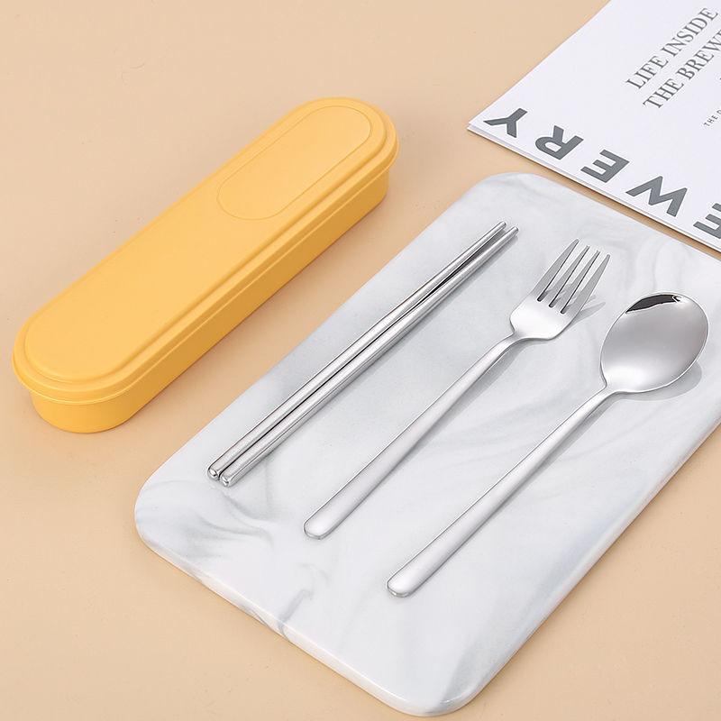 Portable Cutlery Set 304 Stainless Steel Chopsticks Fork and Spoon Tableware Set for Travel Camping Picnic Household Tool