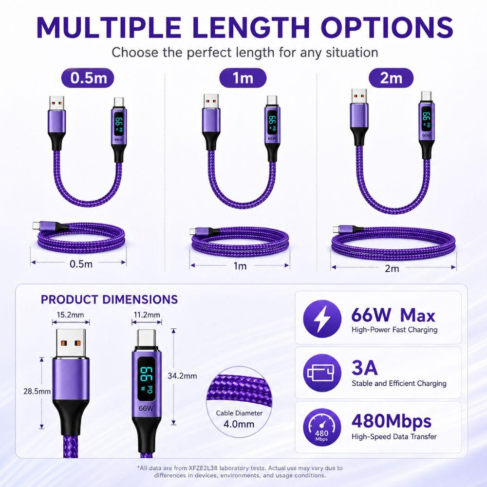 66W Fast Charging Right Angle Charging Cord Right Angle Digital Display Cable Laptop Charging