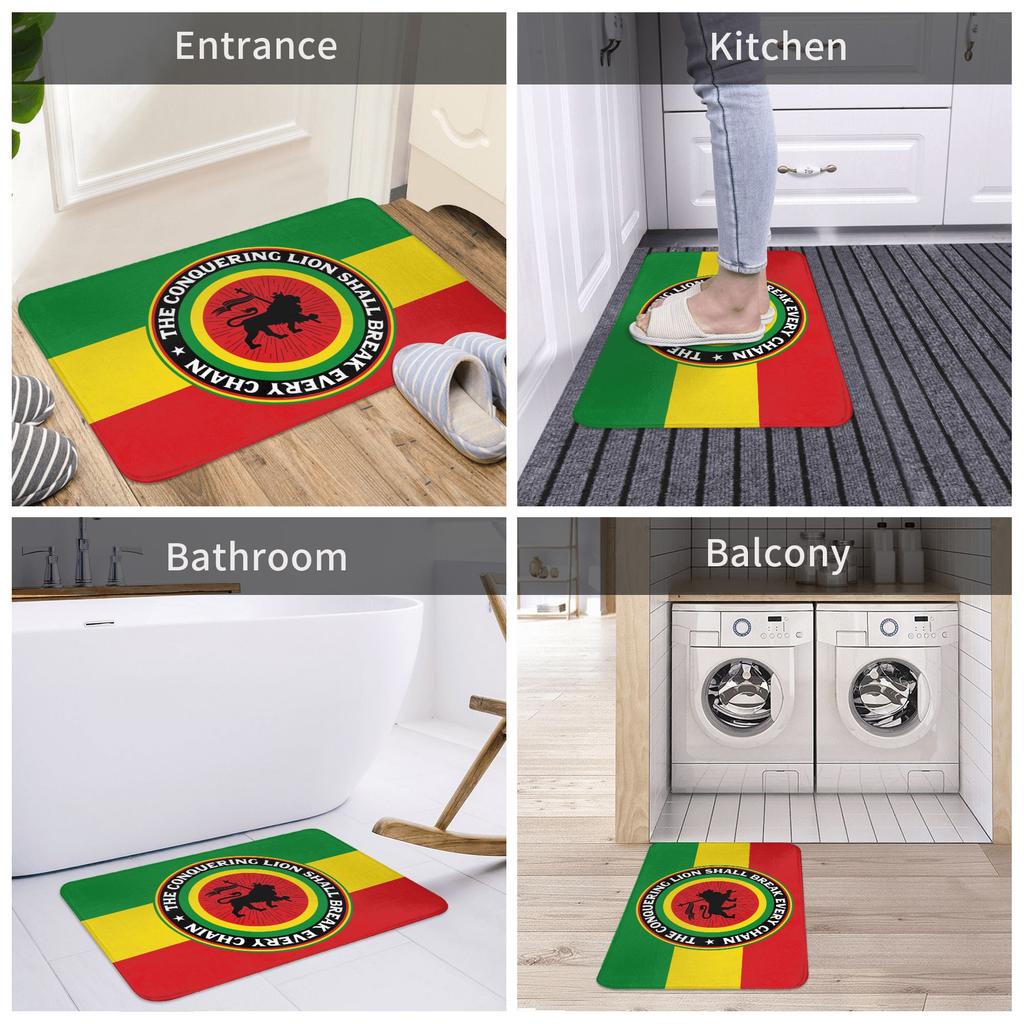 Rasta Löwe Jamaika Flagge Vorderer Boden Eingangsbereich Fußmatte Innen Jamaikanischer Reggae Bad Küche Fußmatte Toilette Teppich Teppich