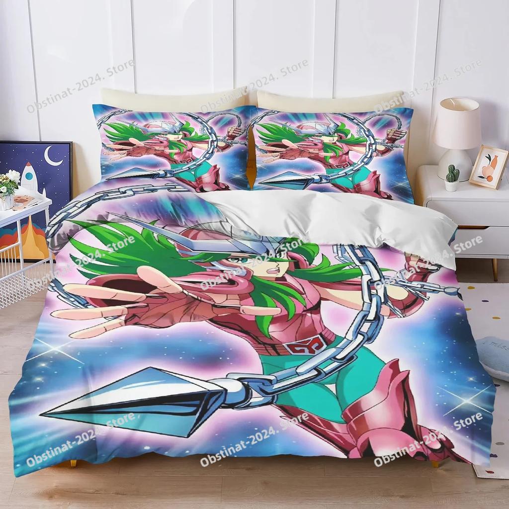 3d Cartoon S-Saint Seiya Comforter Bedding Set Printed Duvet Cover Sheet Pillowcase Bed Soft Quilt Cover Full Queen King Size