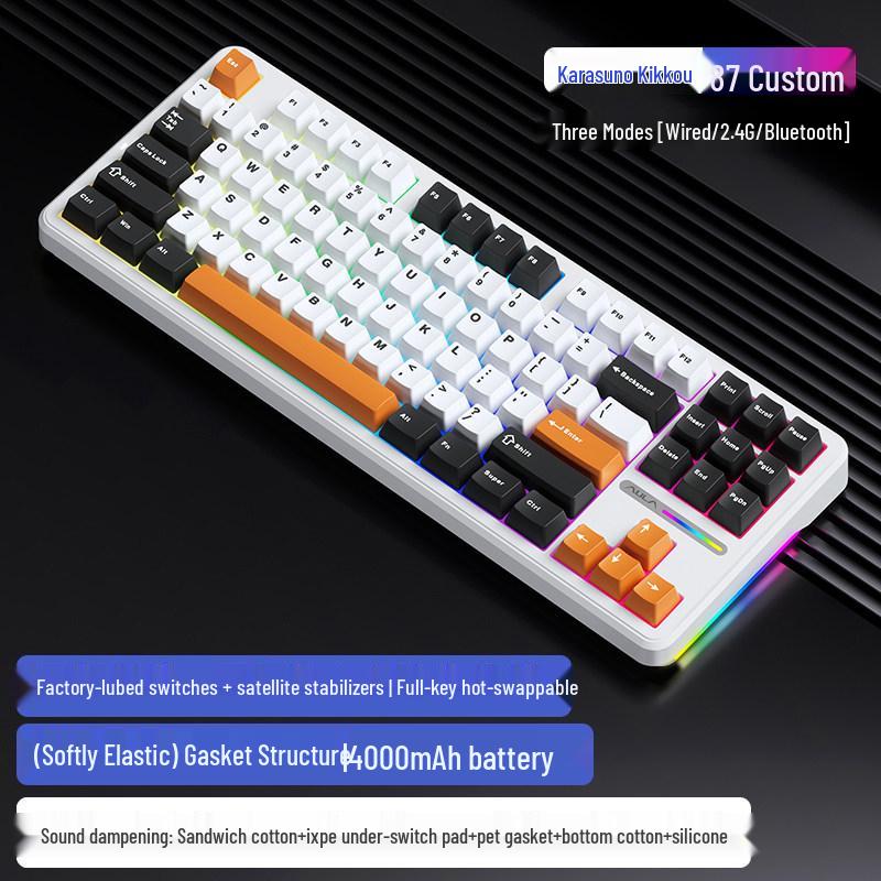Wolfspider F87 Pro V2 Wireless Mechanical Gaming Keyboard with Bluetooth and Custom Side Engraving.