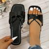 Hot-selling new one-character glossy women's slippers square head solid color sandals slippers