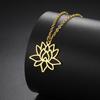 Teamer Lotusblume Anhänger Halskette Edelstahl Yoga Buddhismus Amulett Schmuck für Frauen Doppellagige Perlenkette Geschenk