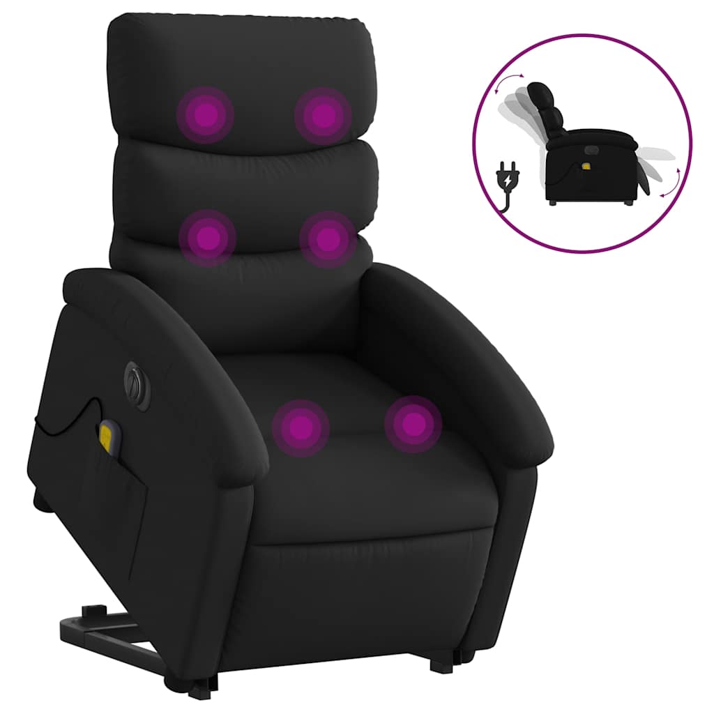 Vidaxl Reclining Lift Chair with Massage, Electric, Black
