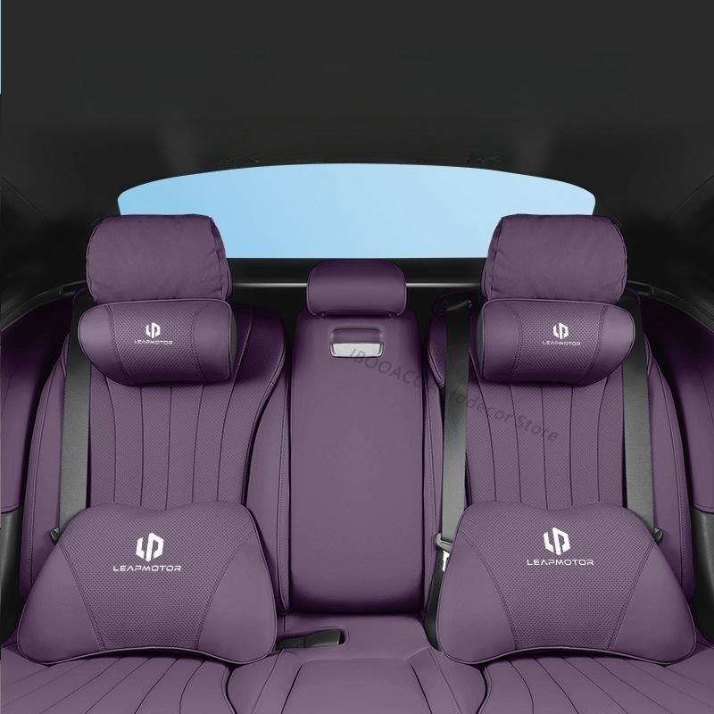 For LEAPMOTOR C10 C16 C11 Car Neck Pillow Headrest Memory Cotton Lumbar Support Car Headrest Nappa Leather Neck Pillow Cushion