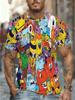 T-shirt Stampata da Uomo - Collezione Personaggi dei Cartoni Animati, Maglietta Casual Traspirante e Comoda, Design Grafico di Tendenza