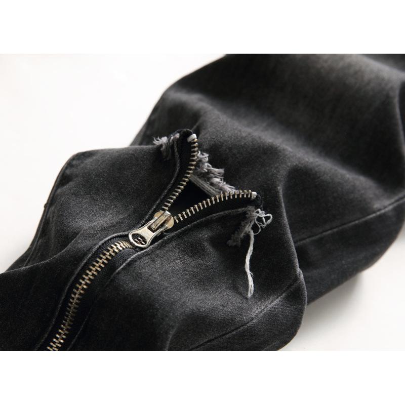 Men's Jeans Ripped European and American Long Zipper Men's Pencil Pants