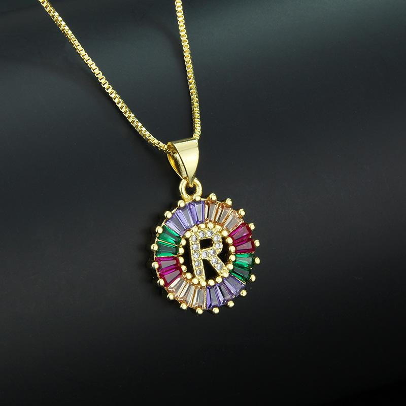 European and American simple 26 letter necklace directly from the manufacturer color zirconium English temperament pendant necklace wholesale