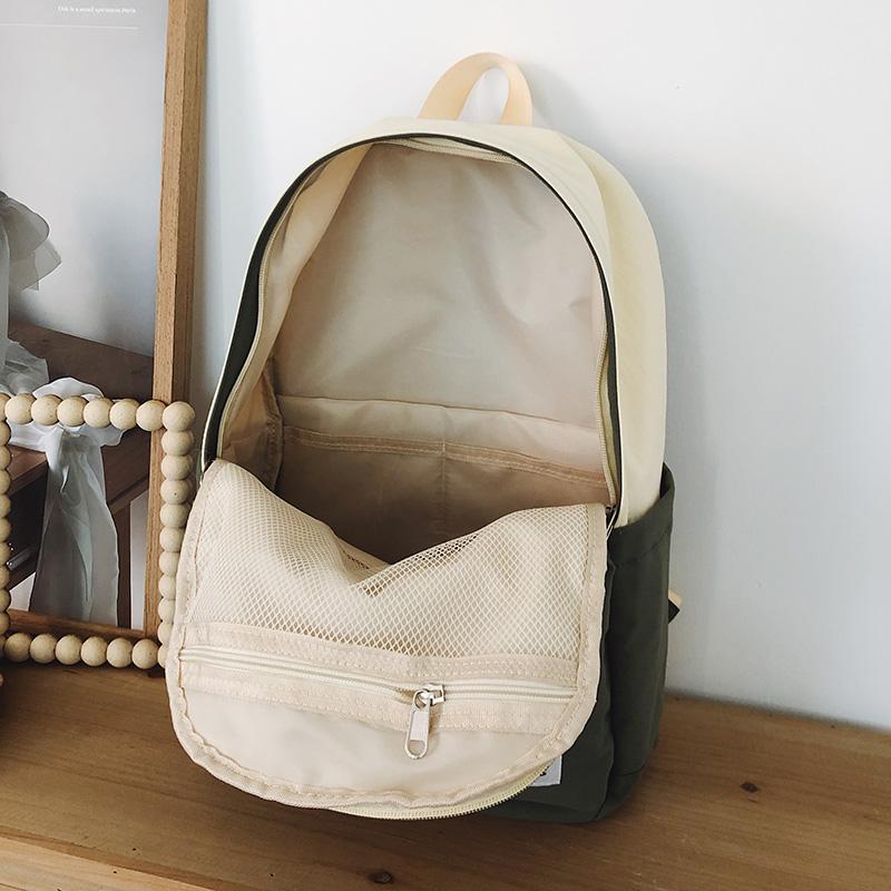 Large Capacity Nylon Women's Backpack Color Contrast Travel Backpack Student Lightweight Schoolbag