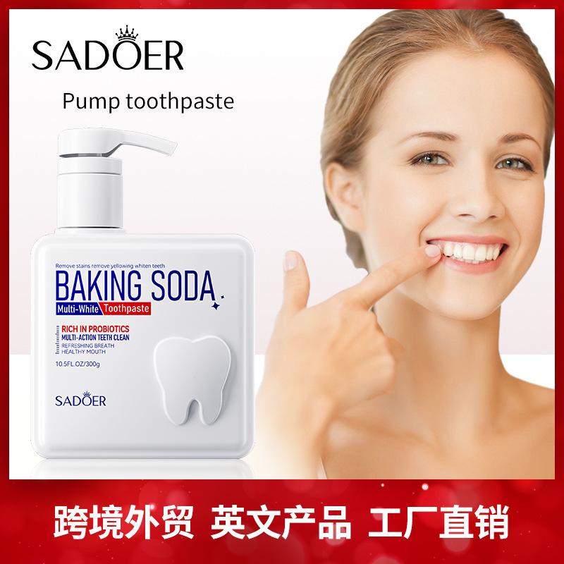Pump Toothpaste SADOER Baking Soda Probiotics Clean Teeth Mouth Fresh