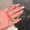 1 Pair Women Bracelet Smooth Bead Faux Agate Polished Star Moon Pendant Rhinestone Adjustable Shopping Work Party Dating Wrist Chain Lady Jewelry