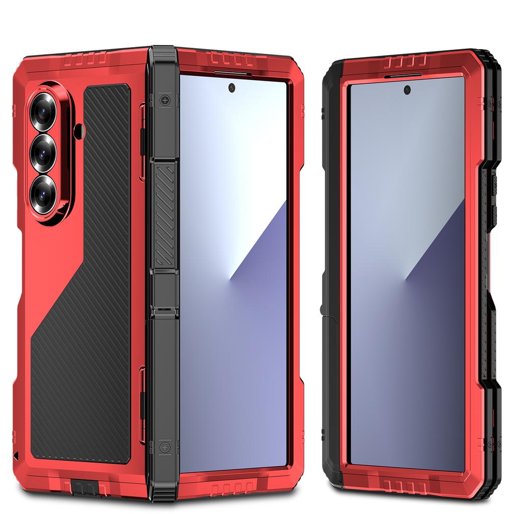For Samsung Galaxy Z Fold7 5G Case Aluminium Alloy+Silicone Kickstand Cover with PET Screen Film