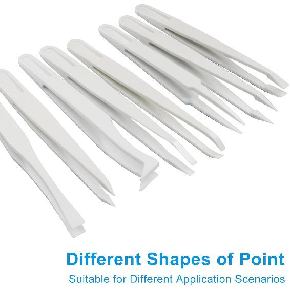 16 Pack Precision Plastic Tweezers, 4.5-4.8 Inch Anti-Static Tweezers Set with Curved and Straight Tips for Electronics Assembly, Watch Repair,