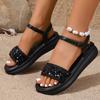 Fashion Fashion Sequin Platform Sandals Women Summer 2025 Thick Bottom Non Slip Sandles Woman Outdoor Ankle Buckle Sandalias De Mujer
