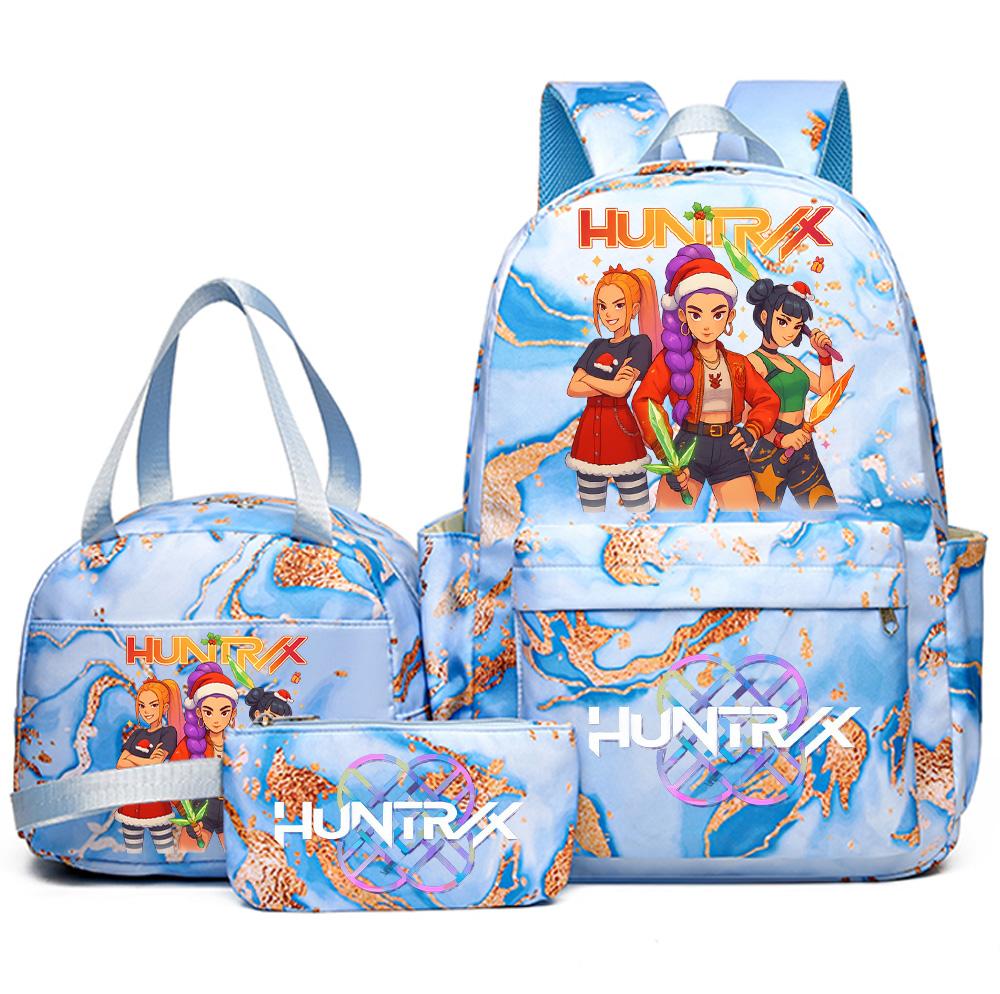 3Pcs/set Christmas K-pop Printed Backpack Handbag Pencil Case for Teenager Student Girl Boy Bookbag Schoolbag Women Large Capacity Travel Bag Kid Gift