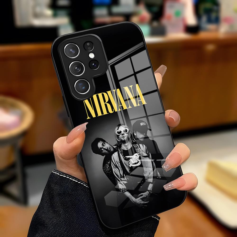 

Чехол для телефона Rock Band N-Nirvana для Samsung S26 S25 Plus S20 S20 Plus S22 Ultra S23 FE S21 Plus S21 Ultra Стеклянная крышка Samsung S24 Ultra