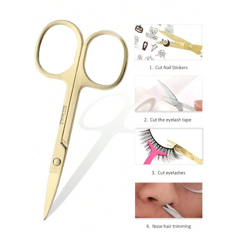 1pc Stainless Steel Eyebrow Trimming Scissors For Fake Eyelashes Trimming, Nose Hair, Beard, Facial Hair Removal Tool