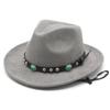 New jazz hat hat ethnic Tibetan style western cowboy hat windbreak rope top hat autumn and winter men's and women's felt hats
