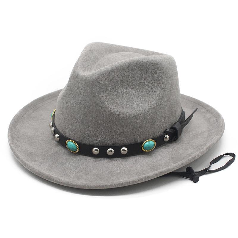 New jazz hat hat ethnic Tibetan style western cowboy hat windbreak rope top hat autumn and winter men's and women's felt hats