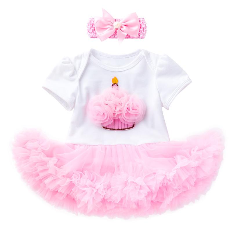 Newborn Baby Girl Birthday Outfit: Short-Sleeved Two-Piece Romper Dress