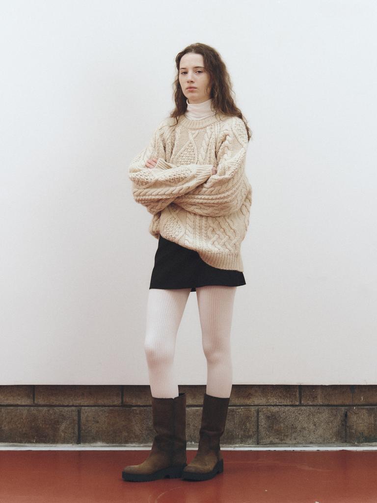 Antwort Fischerkabel Wollpullover_Hellbeige